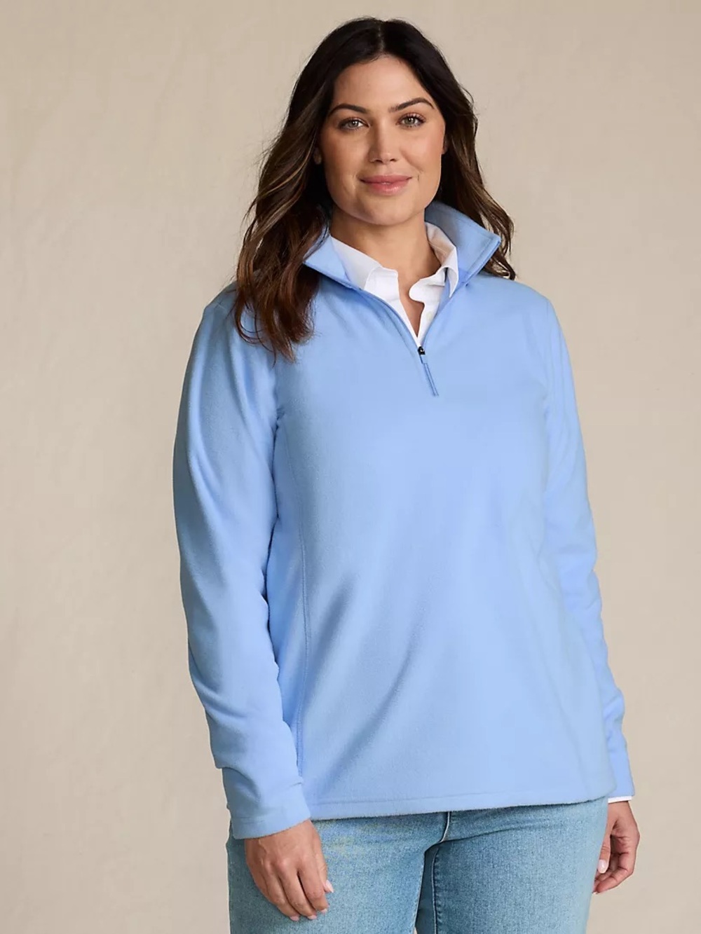 Lands’ End Plus Size Anyweather Fleece Quarter Zip Pullover, Size 2X